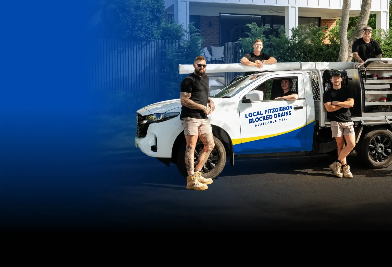 Local Fitzgibbon Blocked Drains team with the ute